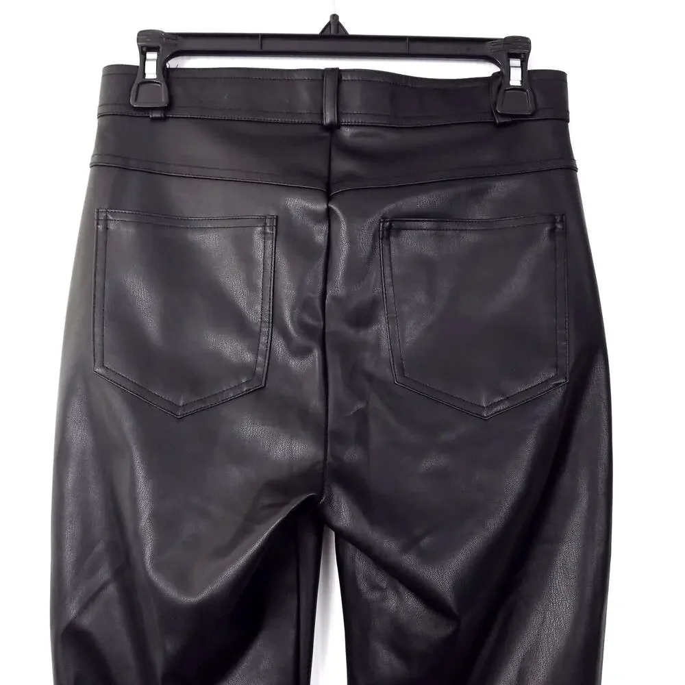 Zara Black Faux Leather Skinny Pants with Ankle Zip Size Medium - Picture 4 of 8